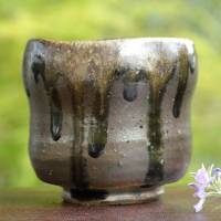 Takashi Baba, black bizen yunomi cup 270ml, noborigama wood-fired, Bizenyaki teaware