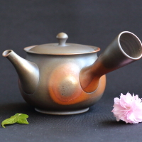 Teruyuki Isobe, nonglazed yakishime yohen teapot 360ml, sencha kyusu, Tokonameyaki