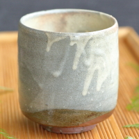 Masahiro Takehana, shiro-keshyo(white make-up) karatsu yunomi tea cup 250ml, wood-fired pottery cup