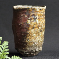 Masafumi Ohnishi, tanba yunomi slim type 250ml, nonglazed wood-fired pottery, Tanbayaki teacup