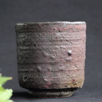 Shikamaru Takeshita, nanban yunomi teacup 350ml, unglazed anagama wood-fired pottery, Mashikoyaki
