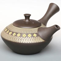 Shuho Inaba(deceased), Tokonameyaki tobikanna flower pattern kyusu 320ml, Japanese teapot