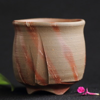Hiroyuki Matsui, Bizen hidasuki cup 100ml, senchawan, small yunomi teacup, guinomi, wood box