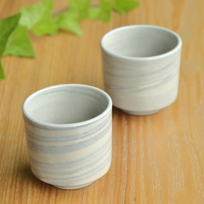 Yohei Konishi, blue nerikomi pattern jizo teacups 100ml, set of 2 cups, senchawan, yunomi, Tokoname teaware Yohei Konishi, blue nerikomi pattern jizo teacups 100ml, set of 2 cups, senchawan, yunomi, Tokoname teaware