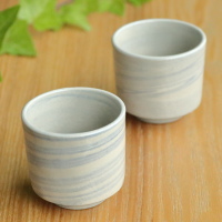 Yohei Konishi, blue nerikomi pattern jizo teacups 100ml, set of 2 cups, senchawan, yunomi, Tokoname teaware