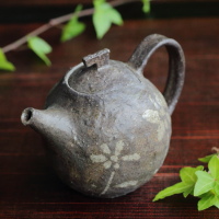 Emi Masuda, tebineri made flower pattern black teapot back handle type 250ml, sencha kyusu