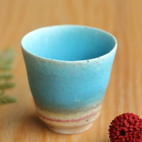 So Yamada, blue teacup 40ml, wood-fired small senchacup, cup for Japanese/Chinese tea