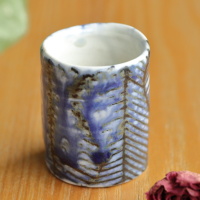 Yuko Sugama, Iga sometsuke yohen teacup 40ml, anagama kiln wood-fired porcelain small yunomi, guinomi