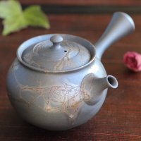 Tokuta Fujita, charcoaled mogake teapot 360ml, Tokonameyaki kyusu for Japanese/Chinese tea