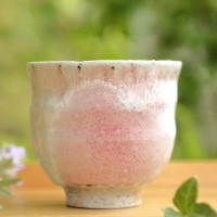 So Yamada, "shiro" white cup 90ml, wood-fired pottery tea cup, sake cup, guinomi, wood box